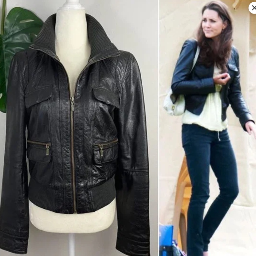 Zara Trf Collection Black Leather Jacket EUC